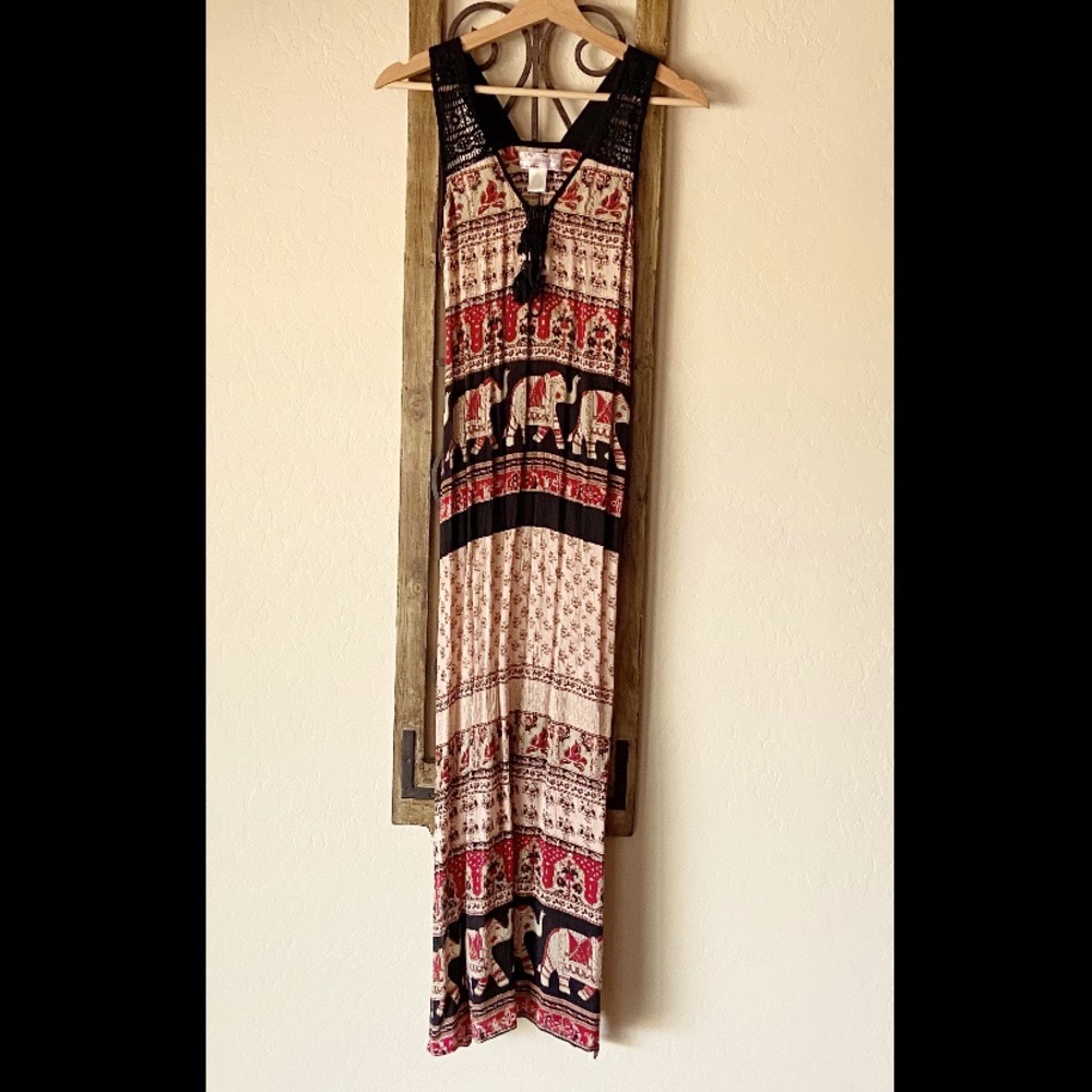 MAXI DRESS, Crocheted Shoulders by Band of Gypsies - Picture 3 of 12
